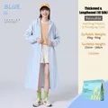Impermeabile portatile in EVA azzurro per adulti con pratica borsa di custodia coordinata - Vestaglia / 18 Seta Extra Spesso (130g) / Blu lago