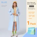 Light blue portable reusable EVA raincoat for adults with matching storage bag for travel - Robe / 18 Silk Extra Thick (130g) / Lake Blue