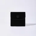Elegant black velvet jewelry pouch with secure snap button closure for rings and earrings - Black / 8x8cm
