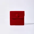 Elegant red velvet jewelry pouch with snap button for bracelet and ring packaging - Red / 7x7cm