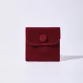 Elegant burgundy double-sided velvet jewelry pouch with snap button for jewelry packaging - Burgundy / 8x10cm