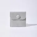 Square light grey velvet jewelry pouch with secure snap button closure for earrings - Gray / 7x7cm