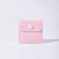 Small pink velvet jewelry pouch with snap button closure for luxury rings and bracelets - Pink / 8x10cm