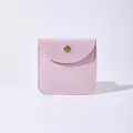 Premium lavender velvet square jewelry pouch with elegant gold metal snap button - Pink / 8x8cm