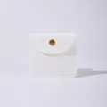Elegant white microfiber jewelry pouch with a golden snap button for storage and gift - White / 8x8cm