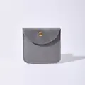Elegant small grey velvet jewelry storage pouch with a secure gold snap button closure - Gray / 8x8cm