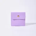 Compact lavender purple jewelry pouch with a gold snap button and premium textured finish - Taro Purple / 8x8cm
