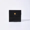Black microfiber jewelry pouch with gold snap button closure for earrings - Black / 8x8cm