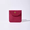 Small fuchsia velvet jewelry pouch with gold snap button for rings and earrings - Rose Red / 10x10cm