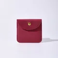 Elegant burgundy microfiber jewelry pouch featuring a vintage gold-tone snap button - Burgundy / 8x8cm