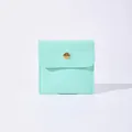 Elegant mint green small jewelry pouch with gold snap button closure for rings - Mint Green / 8x8cm