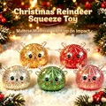 Jouets à presser rennes de Noël pailletés avec fonction LED dans un décor de neige festif - Jouet Anti-stress / Renne de Noël Mixte