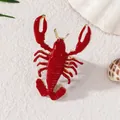 Primo piano di un anello di astice rosso vivo in lega con smalto, stile spiaggia marina. - Rosso Simulazione Oro (X2496)