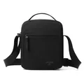 Black oxford cloth messenger bag for men, casual crossbody bag with top handle. - Black