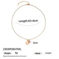 Delicate double pendant clavicle necklace with natural stones, elegant copper jewelry piece. - Natural Stone Pendant(2303IP20470XL) / Gold