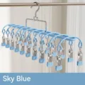 Sky blue multi-clip drying rack with 20 strong metal pegs for space-saving laundry - 20 Clips / Sky Blue