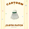 Badminton shuttlecock embroidered cloth patch DIY apparel accessory, white and green style. - Badminton