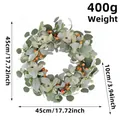 Autumn white pumpkin and eucalyptus wreath, 45cm diameter Thanksgiving decoration - White Pumpkin Berry Wreath (H3-37)