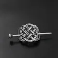 Vintage silberne Haarspange mit keltischem Knoten und Metallstab für nordischen Wikinger-Stil - Antik-Silber Hohler Keltischer Knoten Haarstab (5#)