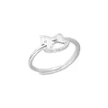 999 Sterling silver rocking horse adjustable ring featuring sparkling crystal accents - Adjustable Open / Rocking Horse Style (J0260) / Silver