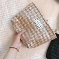 Retro design portable cosmetic pouch, stylish retro makeup bag for daily travel use. - Brown Houndstooth