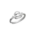 S999 sterling silver open ring featuring a polished gourd design with clear side stones - Adjustable Open / Gourd Shape Style (J0278) / Silver