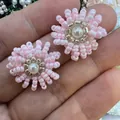 Handgemachte rosa Perlen Blumen Aufnäher DIY Zubehör für Schuhe, Hüte und Kleidung. - Blume / 10er Pack / Rosa