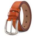 Cinturón De Cuero Verdadero Marrón Hombre Hebilla De Pin Clásico De Negocios - H1010 marrón / 120cm