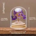 Handgemaakte mini amethist kristallen boom in glazen koepel, 7 cm hoge tafeldecoratie item - Amethist (Wensfles)