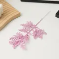 Rama artificial de purpurina rosa, perfecta para decoracion floral navidena de bricolaje. - Rosa