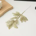 Rama de hoja artificial con purpurina dorada para decoración navideña arreglos florales de bricolaje. - Dorado