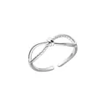 999 sterling silver knot open ring with twisted rope texture minimalist design - Adjustable Open / Intertwined Knot Style (J0290) / Silver