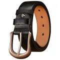 Cinturon de cuero genuino para hombre clasico negocios casual hebilla de pin negro - 120cm / H1022 Negro