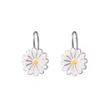 Elegant 925 sterling silver daisy drop earrings featuring white petals and yellow centers - Daisy Hook Style (E0100) / 925 Silver