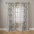 Tendina in lino con fiori blu in stile coreano e nappe, elegante decorazione per finestre. - 132*241cm Pannello Singolo / Fiori Blu con Foglie Verdi