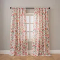 Tenda in Lino Stampato con Nappe, Elegante Stile Campagnolo per la Finestra della Stanza - 132*241cm Pannello Singolo / Rosa Arancione Floreale