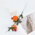 Branche de grenade artificielle fruit décoratif réaliste plante fausse décoration maison - Grenade Jaune à Deux Têtes