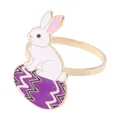 Elegante servilletero de metal con conejito de Pascua y huevo para la mesa festiva. - Z1363-4