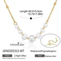 Elegant cubic zirconia pendant necklace in stainless steel gold finish for women - 6-Stone Round Clear Zirconia Necklace (JDN0205315-WT)