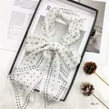 White black polka dot georgette ribbon scarf elegant long diamond neck scarf for women. - 160*20cm / PS-1