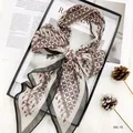 Elegant chiffon ribbon scarf detail, vintage geometric printed long neckerchief accessory. - 160*20cm / PS-3