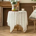 Mantel blanco de encaje jacquard francés para mesa redonda cubierta antipolvo decorativa. - Estilo Americano Beige / 135*100cm