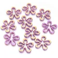 Perline di fiori cave sfumate in acrilico bicolore con foro per accessori gioielli. - Viola Bordo Dorato