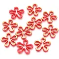 Perline di fiori vuote a cinque petali sfumate in acrilico doppio colore accessori per gioielli - Rosso Bordo Dorato