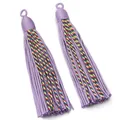 Purple decorative tassel pendant detail, textured woven thread with colorful stripes. - Woven Tassel Pendant (F7128) / 2 Pcs/Set / Light Purple