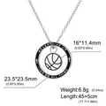 Stainless steel basketball pendant necklace with inspirational quote engraving, stylish jewelry item. - Basketball Necklace / Steel