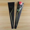 Single rose flower packaging bag set with elegant black design and love accent for romantic gifts. - Girlish Style / 50 Pieces/Pack / Black