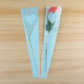 Single rose flower packaging bag OPP plastic bouquet bag for Valentine day romantic floral wrap - Girlish Style / 50 Pieces/Pack / Light Blue