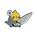 Pin de esmalte de cacatúa con cuchillo humor negro broche de animal de dibujos animados - Loro Con Cuchillo(QHXZ5877)