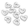 Perles cœur argentées à grand trou pour bracelets colliers faits à la main accessoires de bijoux. - Cœur / 50 Pièces / K Blanc/Argent
